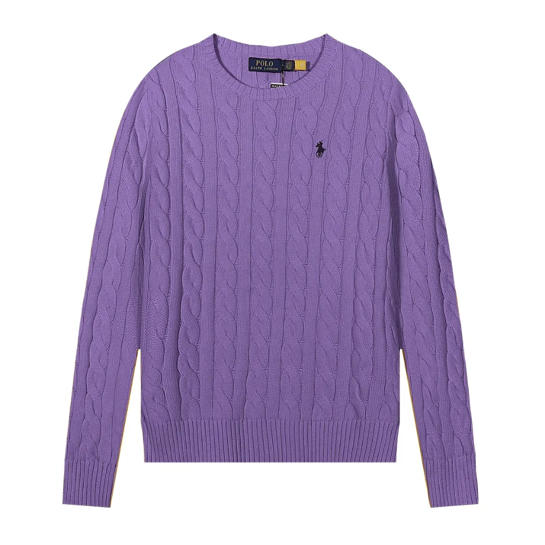 P230 The highest quality in the market, you can scan the code. Import and export version Lauren Ralph Lauren new round neck embroidered sweater (in stock👀) 100% pure cotton yarn wool shrunk to ensure no pilling and no deformation Size: XS S M L Color: black white navy gray yellow yellow khaki blue purple red pink